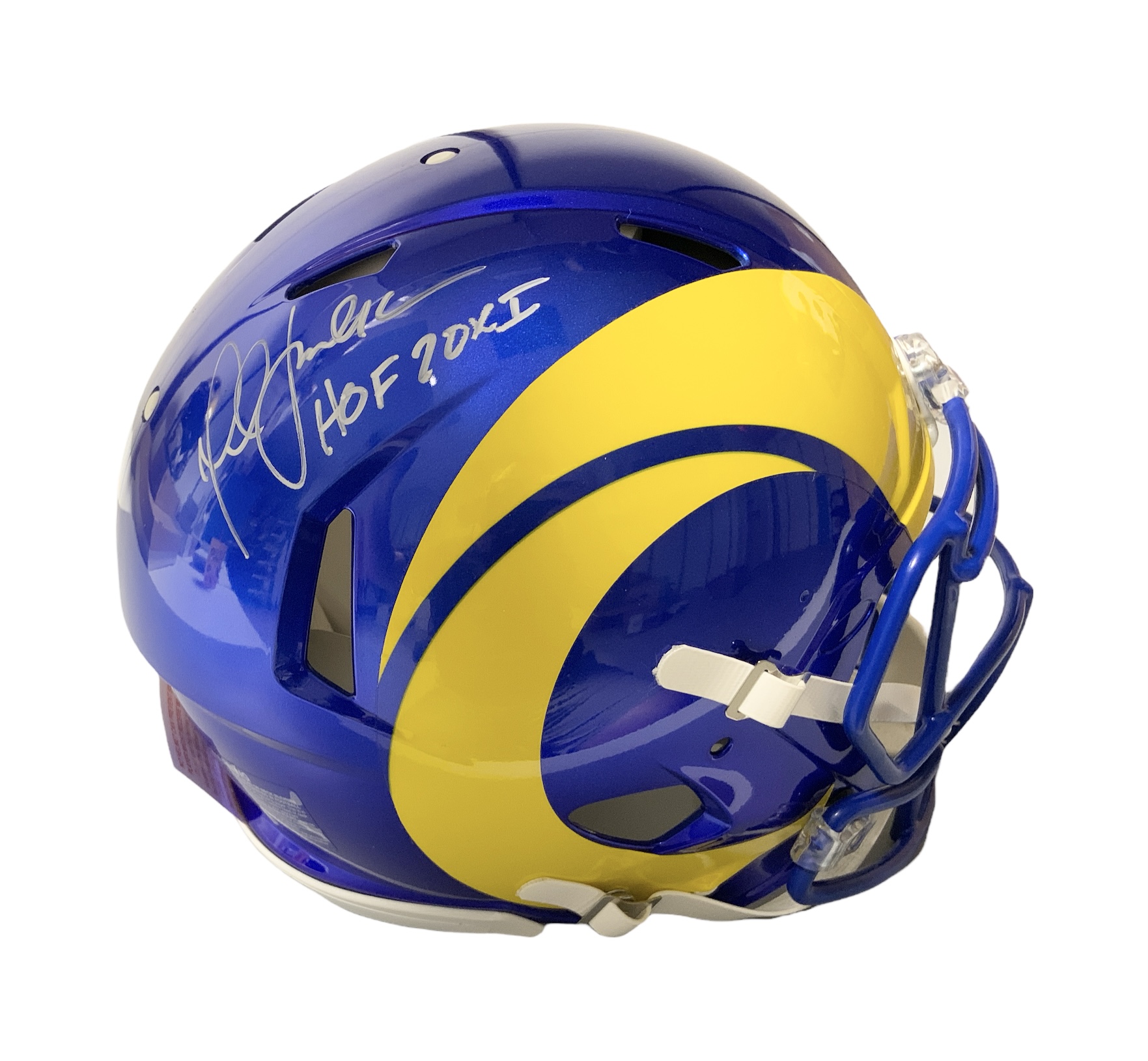 Marshall Faulk Signed Los Angeles Rams Speed Authentic 2020 NFL Helmet with  “HOF 20XI” Inscription